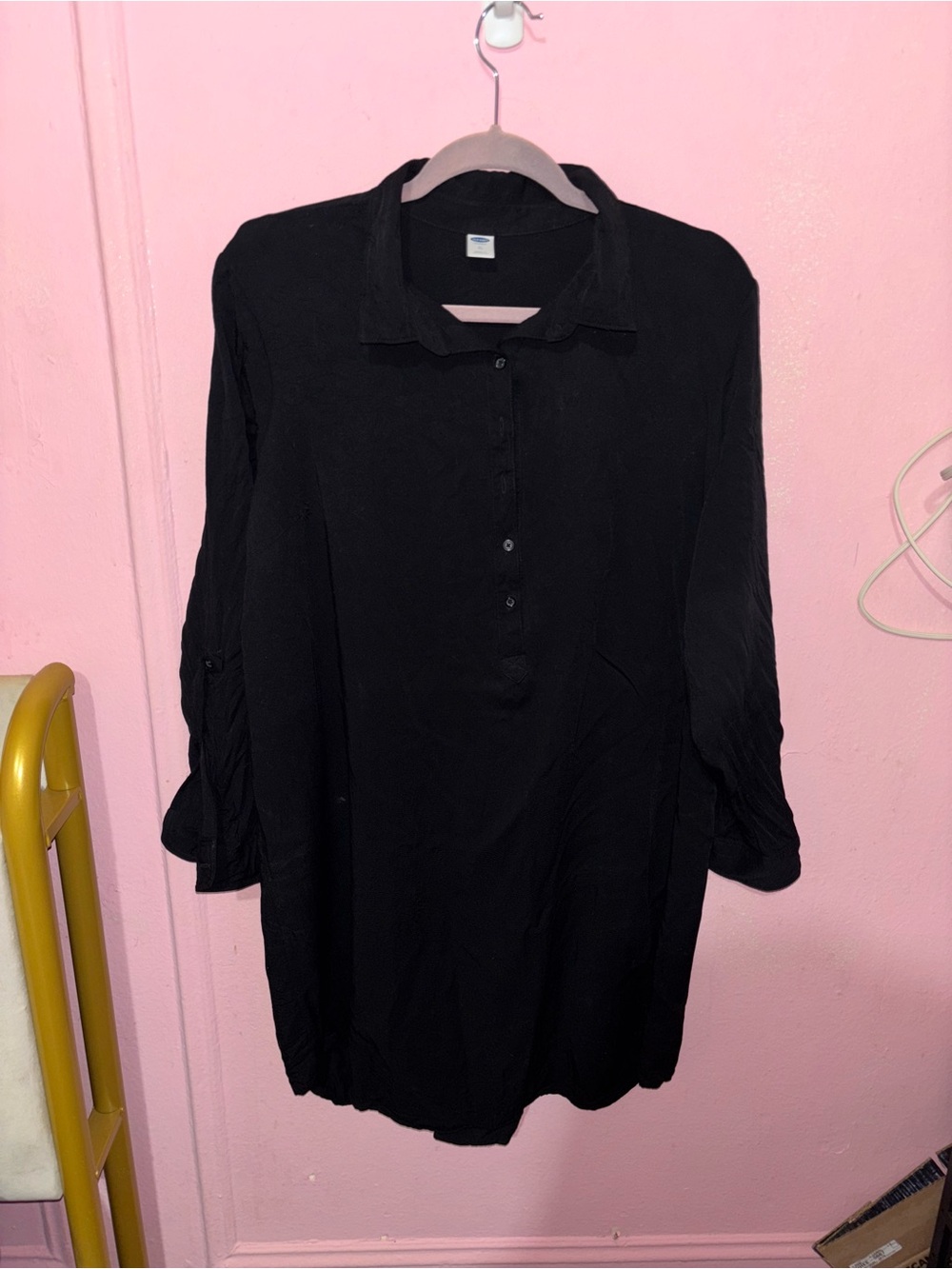 Old Navy Black Button-Front Long Sleeve Tunic
